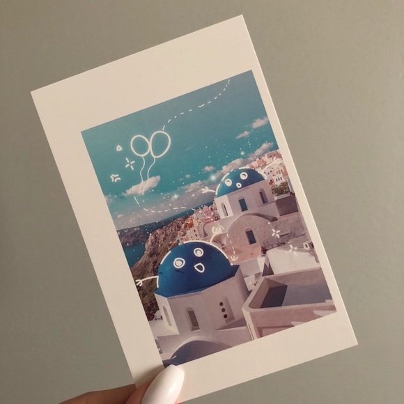 🌻10/$10🌻 Santorini Postcard Wall Deco Picture - Picture 1 of 5